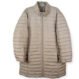 J. Jill Women’s 3X Quilted Puffer Zip Parka Jacket Lined Tan